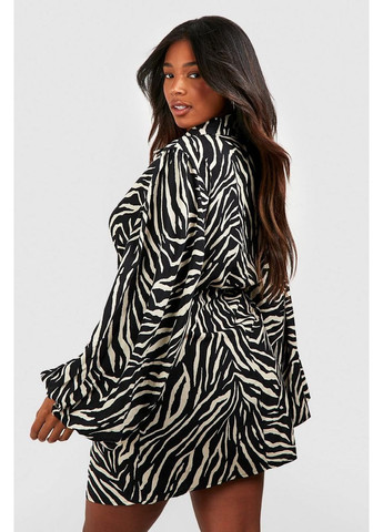 Чорна повсякденний сукня Boohoo з тваринним принтом