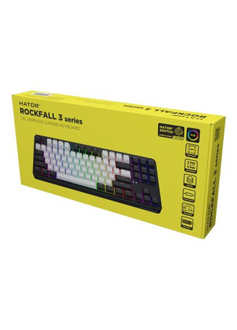 Клавіатура (HTK850UA) Hator Rockfall 3 Mecha TKL QMK/VIA Orange Wireless Black (364661136)