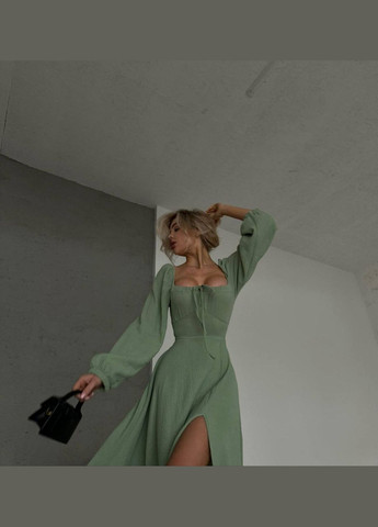 Оливковое женское платье из муслина цвет оливка р.46/48 452644 New Trend