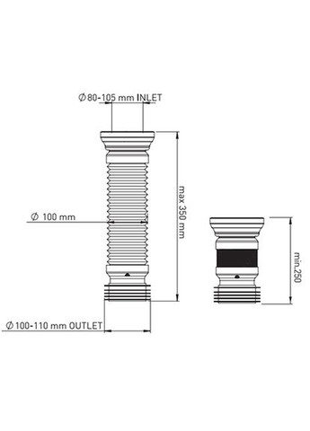 Гнучка труба для унітазу 350мм Nova (361150278)