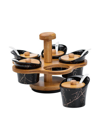 Набор для сыпучих продуктов 5 банок по 120 на бамбуковой подставке HP1232 Yiwu (370801026)