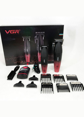 Профессиональный набор для стрижки волос V-640 аккумуляторный Barber Combo PREMIUM. Цвет: красный VGR (364665441)