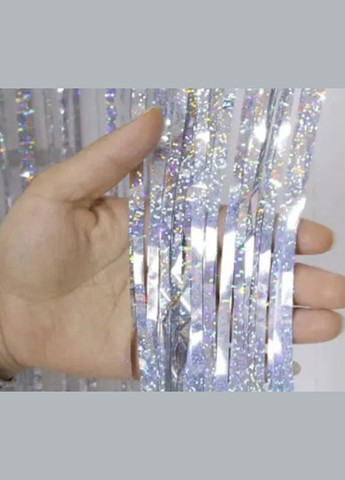 Фотозона дощик з голограмою 2 м на 1 м сріблястий Jannet Дощик (316384007)