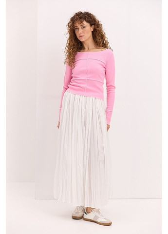 Женский лонгслив в розовый рубчик со швами наизнанку Arjen (361056799)