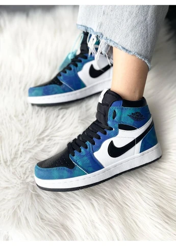Цветные демисезонные кроссовки мужские nike air jordan 1 retro high tie-dye v2 найк аир джордан No Brand