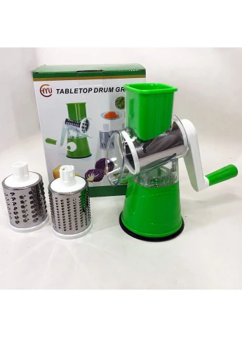 Овочерізка мультислайсер Tabletop Drum Grater Kitchen Master Терка для овочів та фруктів 3 насадки. Колір: No Brand (395708082)