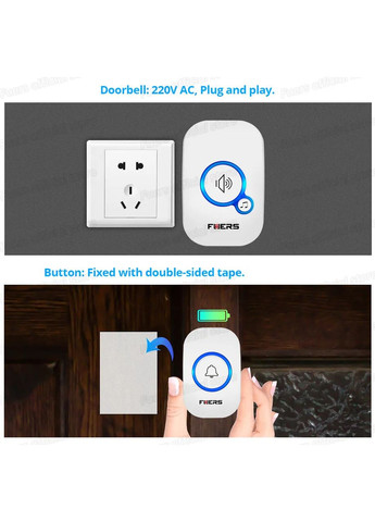 Беспроводной дверной звонок Fuers M557 с передатчиком на 150 м, No Brand (300577600)