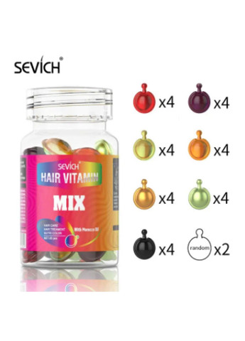 Вітамінні капсули для лікування та блиску волосся Hair Vitamin MIX, 30 капсул Sevich (267818454)