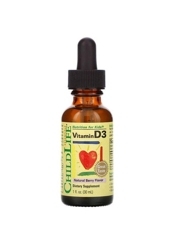 Витамин Д3 для детей с рождения Vitamin D3 капли со вкусом натуральных ягод 30 мл ChildLife (264566044)