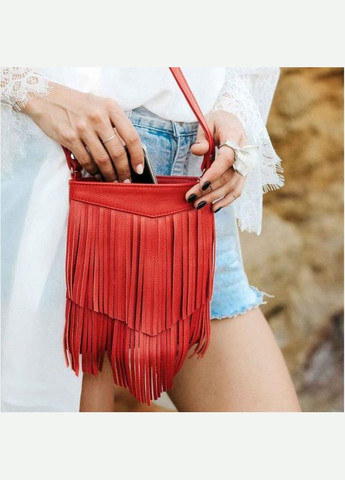 Жіноча шкіряна сумка через плече з бахромою міні кроссбоді Fleco червона BlankNote (302009193)