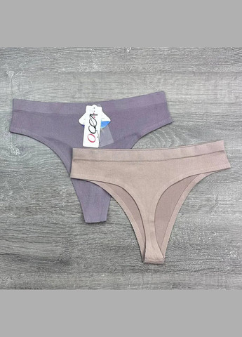 Женские безшовные стринги в рубчик набор 5 шт OCCA Стрінги (325419136)