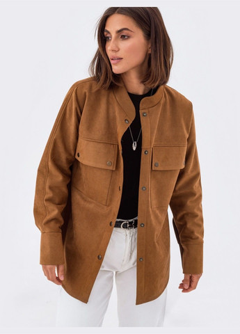 Коричневая кэжуал рубашка однотонная Dressa