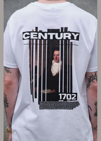 Белая оверсайз футболка с принтом century с длинным рукавом Without