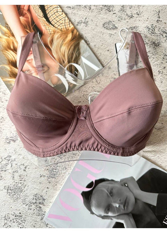 Коричневий бюстгальтер без поролону на чашку d, гладкий ліфчик на 4 розмір капучино Lanny Mode