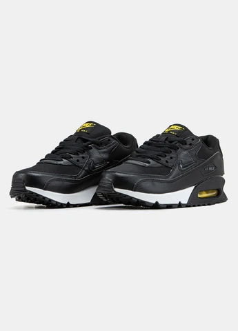 Черные демисезонные кроссовки мужские nike air max 90 black white | найк аир макс 90 черные белые No Brand