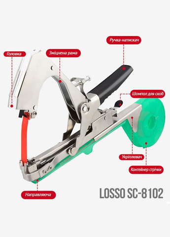 Степлер для підв'язки винограду SC-8102, підв'язувальний інструмент для саду. Losso (327041738)