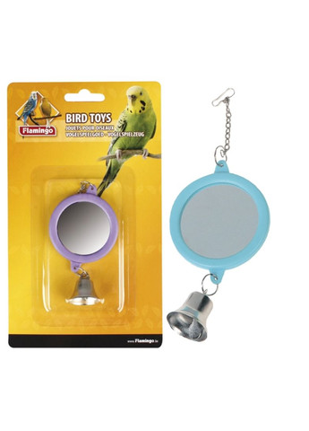 Игрушка для птиц Mirror Round+Bell зеркало с колокольчиком 100289 Flamingo (275797357)