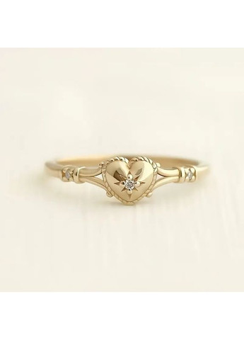 Кольцо женское золотистое сердце с белым фианитом размер 15 OrnatusDivinus317 Fashion Jewelry (367086476)