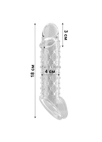 Насадка на член з ромбоподібним візерунком для збільшення члена на 3см. Насадка на пеніс Довжина 18 см, прозора No Brand (360948822)