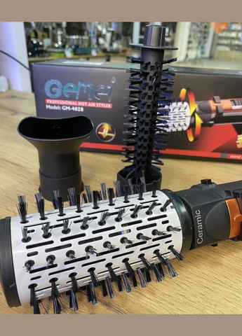 Фен браш с вращением 1000 Вт фен щетка, фен для укладки волос, фен для волосся з насадками Gemei (323620959)