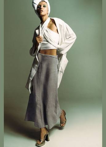 Короткий льняной топ Zara (327666267)