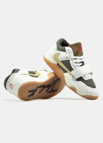 Кроссовки женские и мужские Nike Jordan Cut Check x Travis Scott White Brown | Найк Джордан белые No Brand белые демисезоны (335012306)