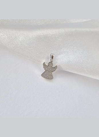 Срібна підвіска кулон Янголятко в Білих каменях срібло 925 проби Родоване 2127п 1.58г No Brand (306743233)