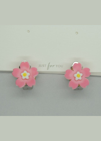 Сережки кліпси дитячі для вух без пробивання квітка Рожеве Яблучне цвітіння Liresmina Jewelry (285111040)