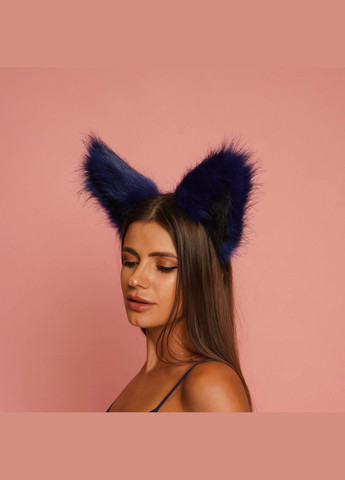 Меховые ушки кошки двухцветные: Синий, черный OKOVA (315148754)