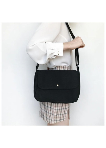 Сумка мессенджер черная через плечо классическая кросс-боди вместительная минимализм повседневная без принта No Brand (306548847)