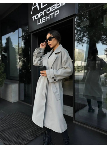 Сіре демісезонне Пальто жіноче сіре оверсайз No Brand
