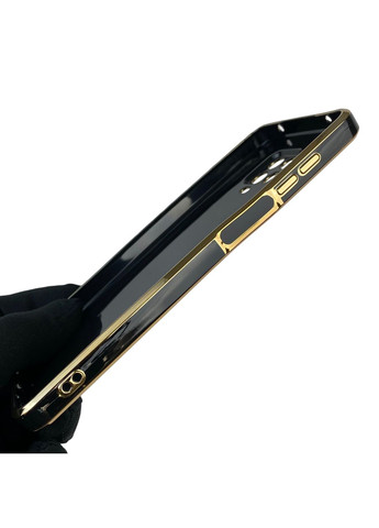 Чохол для Redmi Note 9 Pro глянцевий з кільцем MagSafe із золотою окантовкою на сяомі редмі нот 9 про чорний gs1 Xiaomi (366228623)