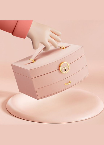 Скринька SP-01279 Pink для прикрас і ювелірних виробів дворівнева з дзеркалом і ручкою 2 шт. Casegrace (352012277)