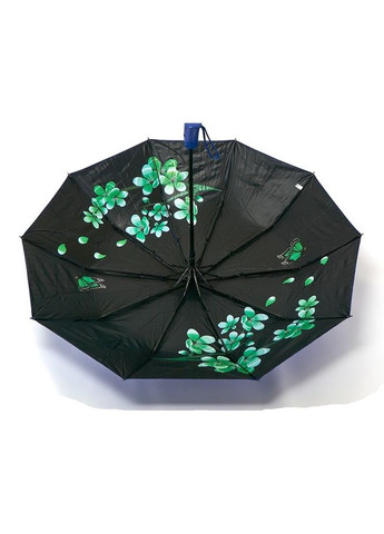 Синий зонт женский №m639 полуавтомат на 10 спиц с цветами под куполом синий Bellissimo средний система антиветер (303727762)