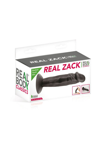Фаллоимитатор с присоской - Real Zack Black, TPE, диаметр 3,7см Real Body (292786841)