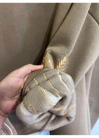 Женский тринитный костюм с начесом бежевый с вышивкой колосья, теплый спортивный костюм V&V (363173096)