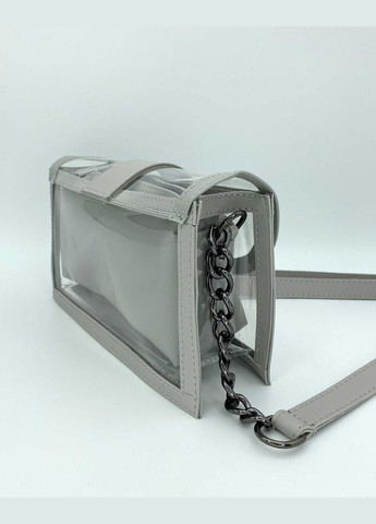 Молодежная силиконовая сумка 2 в 1 с косметичкой на длинным ремешке с цепочкой «Гвен» серая WeLassie (298571234)