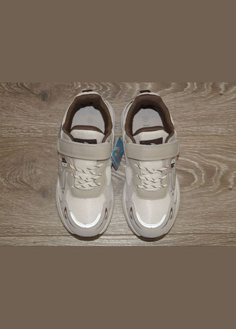 Бежеві осінні кросівки спортивні підліткові бежеві з коричневим BBT