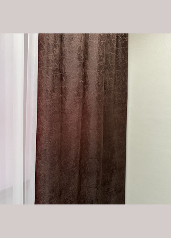 Комплект готових пошитих жакардових штор 2шт розмір 1.5*2.7м коричневого кольору. Набір штор в спальню, вітальню. No Brand (326026982)