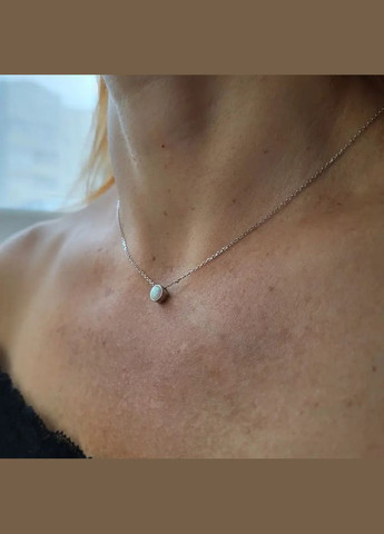 Срібний ланцюжок кольє з підвіскою з Білим Опалом срібло 925 проби Родоване кл2опБ/415ш до см No Brand (306854843)