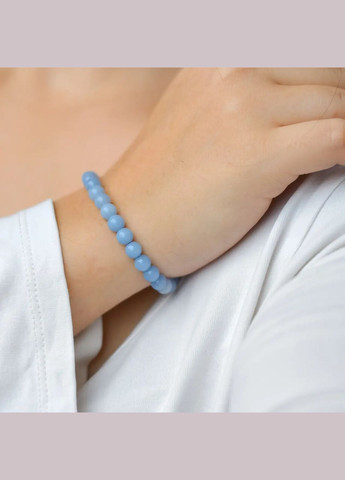 Браслет натуральний камінь Ангелит d-6мм фур-ра гіп-ний сплав колір золото L-18-23см No Brand браслет (301086682)