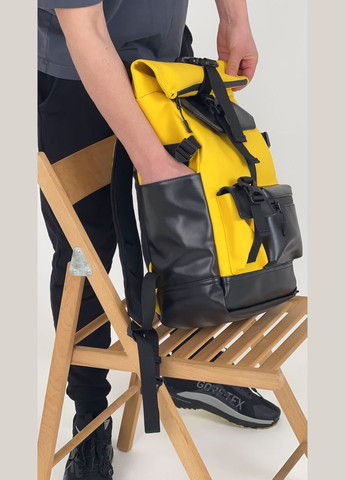 Рюкзак ролтоп для ноутбука Rolltop для подорожей жовтого кольору з екошкіри ToBeYou rolltopnew (280930886)