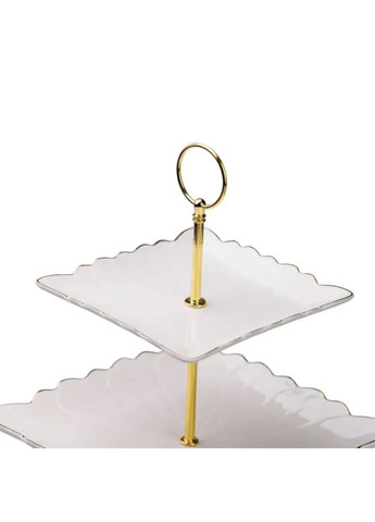 Етажерка для фруктів і десертів 3- ярусна квадратна, біла HP-7-730 (A-033215) Yiwu (362588631)