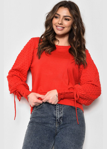 Червоний зимовий светр жіночий червоного кольору пуловер Let's Shop