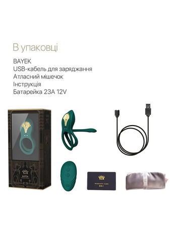 Смарт-ерекційне кільце BAYEK Turquoise Green, подвійне з ввідною частиною, пульт ДК Zalo (371388686)