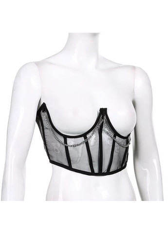Корсет прозорий підгрудний на шнурівці чорний (PRCP-blS) No Brand (360897475)