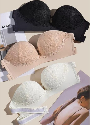 Білий балконет жіночий базовий бюстгальтер невидимка з пуш ап ефектом мереживний бюст зі з'ємними бретелями ліфчик в базових кольорах Cindylove без кісточок нейлон, спандекс