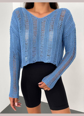 Светло-синий демисезонный свитер лапша No Brand