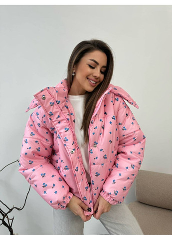 Розовая демисезонная куртка «flower» Україна