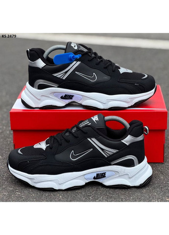 Чорні Осінні кросівки чоловічі nike air black white найк аір форс 1 преміум No Brand